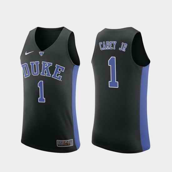 Men Duke Blue Devils Vernon Carey Jr. Black Replica College Basketball Jersey